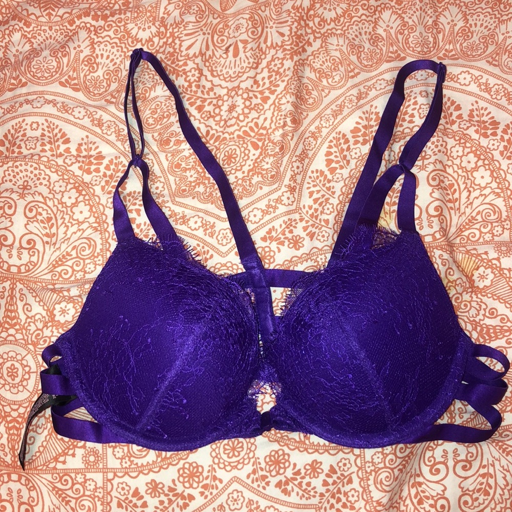 Purple strappy bra
